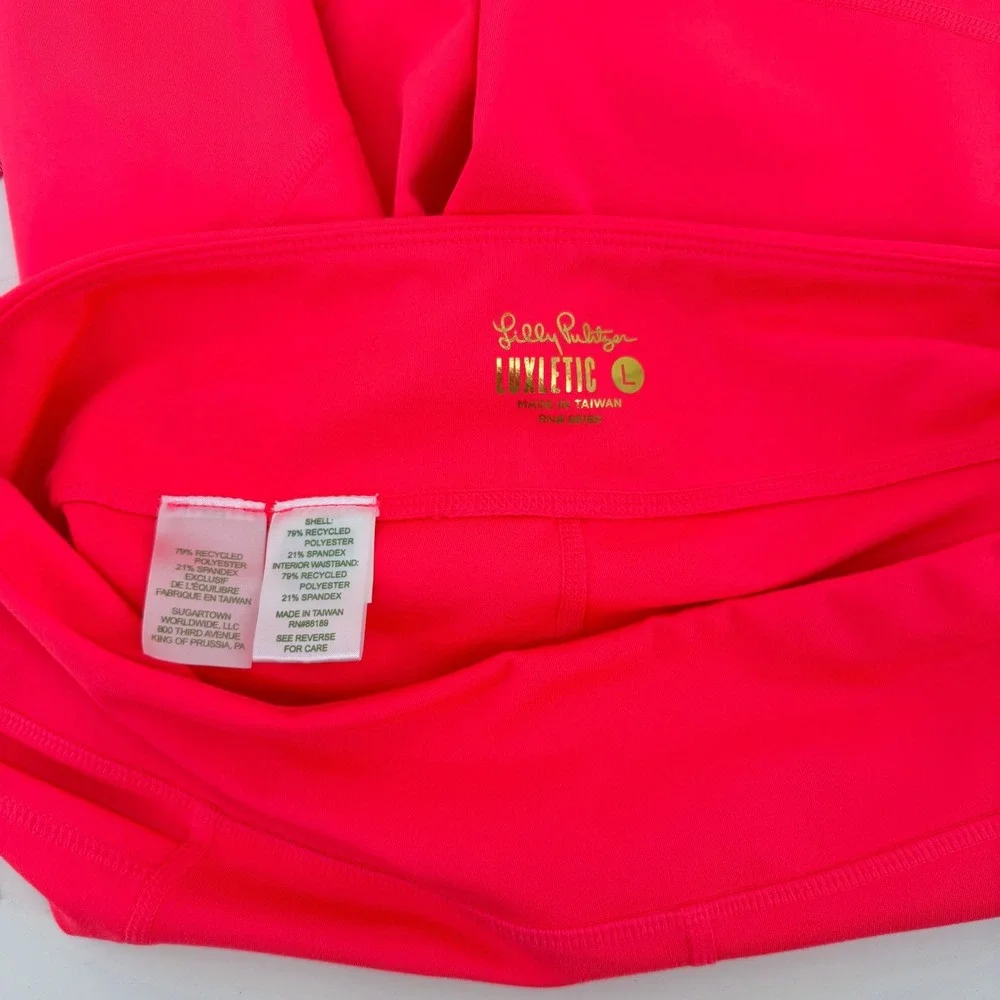 Lilly Pulitzer Luxletic Scallop Hem Shorts Large Pink Womens Athletic Biker